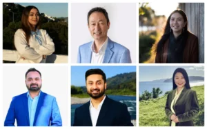 Clockwise from top left: Aditi Tiwari, Brent Ching, Karen Yung, Yan Zhang, Gurpreet Dhillon, Ramil Adhikari