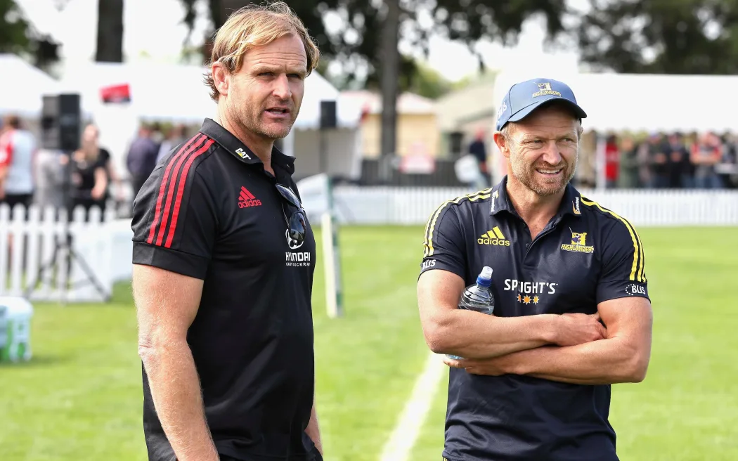 Crusaders head coach Scott Robertson and Highlanders head coach Tony Brown