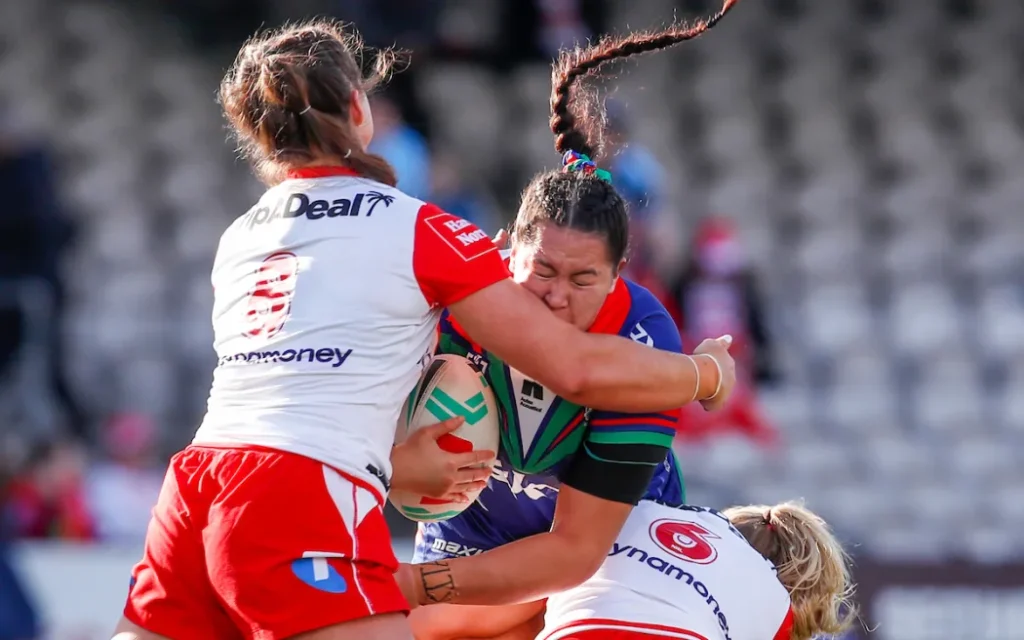 Lavinia Kitai takes a high shot. St George Dragons v One New Zealand Warriors Women.