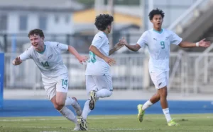 New Zealand's Jack Clegg celebrates a goal at the OFC U-16 Men's Championship 2025, Final, New Caledonia v New Zealand, National Stadium, Honiara, Solomon Islands, Saturday 30 August 2025. Photo: DJ Mills / www.phototek.nz
