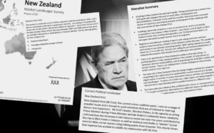 Composite of Winston Peters and documents