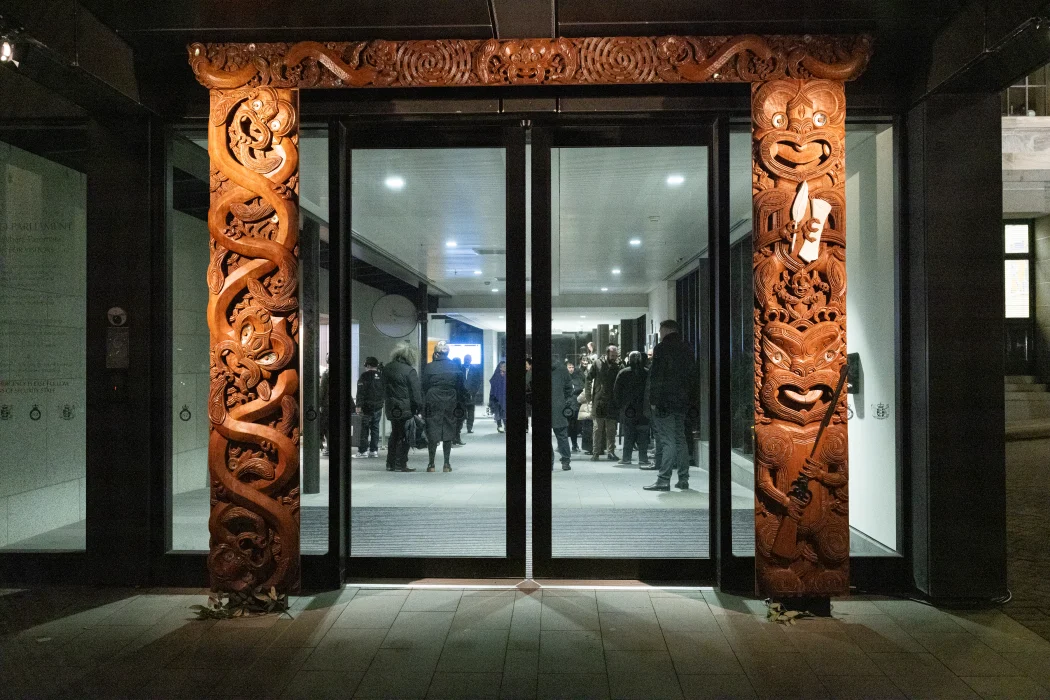 From the dawn ceremony for the unveiling and naming of Parliament's new Te Kahui Mouri.