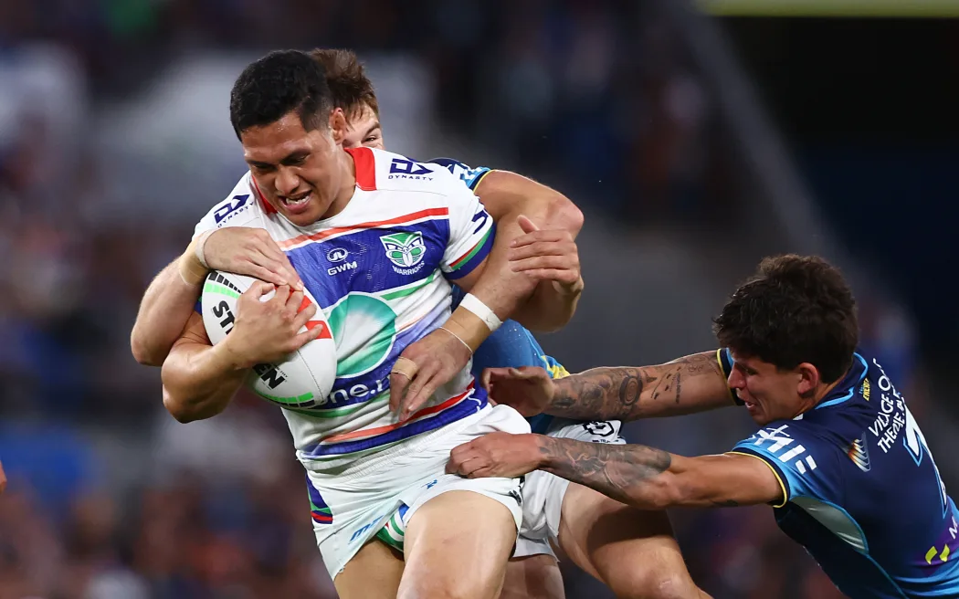 Gold Coast Titans v NZ Warriors, round 25 of the NRL Telstra Premiership rugby league at Cbus Super Stadium, Gold Coast, Australia on Saturday 23 August 2025. Roger Tuivasa-Sheck of the Warriors in action