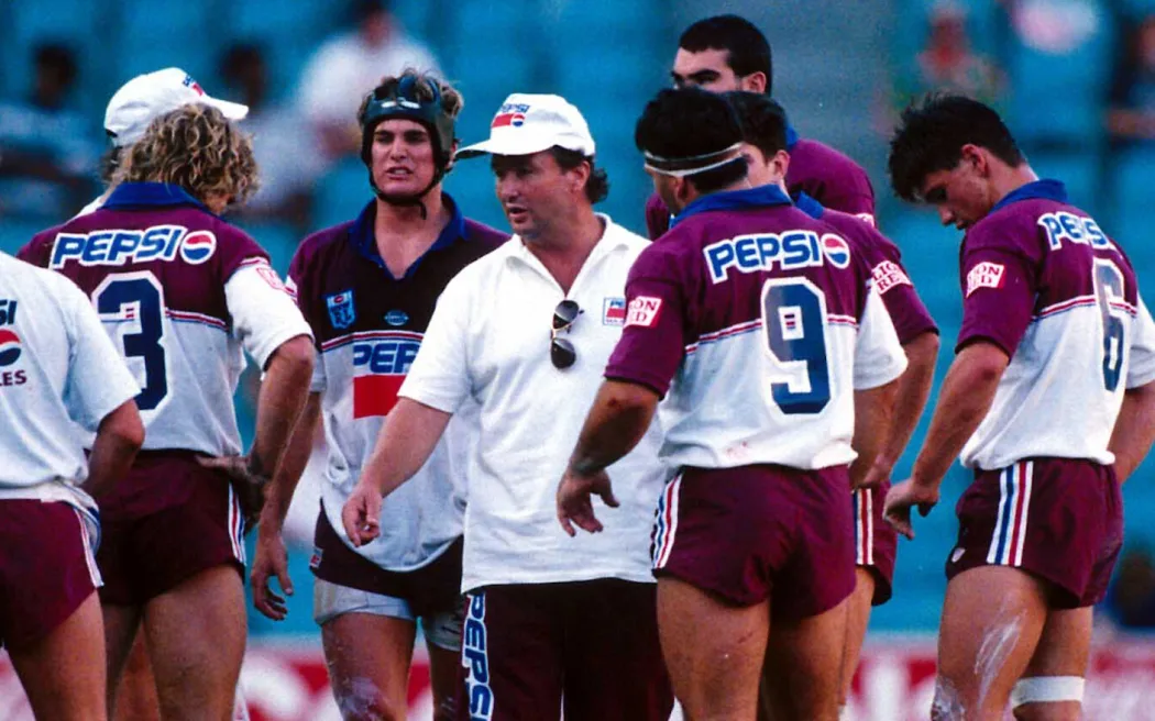 Manly Warringah Sea Eagles coach Graham Lowe at Rugby League Sevens, 1992.