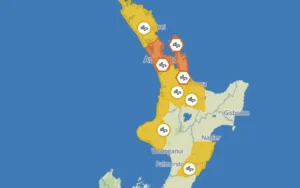 The forecaster MetService has issued an orange strong-wind warning for Auckland.