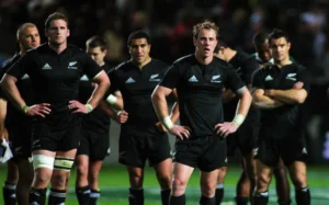 All Blacks (from left) Owen Franks, Kieran Read, Mils Muliaina, Jimmy Cowan and Dan Carter after the 32-29 loss to the Springboks at Waikato Stadium, Hamilton.