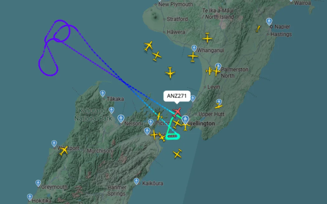 Passengers on a Brisbane-bound flight from Wellington have been told the Oceania airspace has been closed.