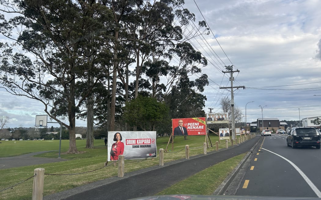 Billboards for Labour's Peeni Henare and Te Pāti Māori's Oriini Kaipara.