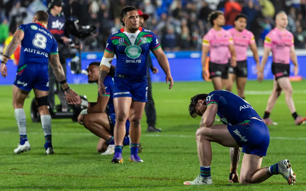 Warriors Charnze Nicoll-Klokstad after their loss in the NRL Telstra Premiership Finals Week 1 - NZ Warriors v Penrith Panthers at Go Media Stadium.