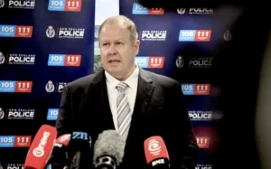 Detective Inspector Glenn Baldwin gives an update on the killing of US man Kyle Whorrall at a bus stop in Auckland at Easter weekend 2025.