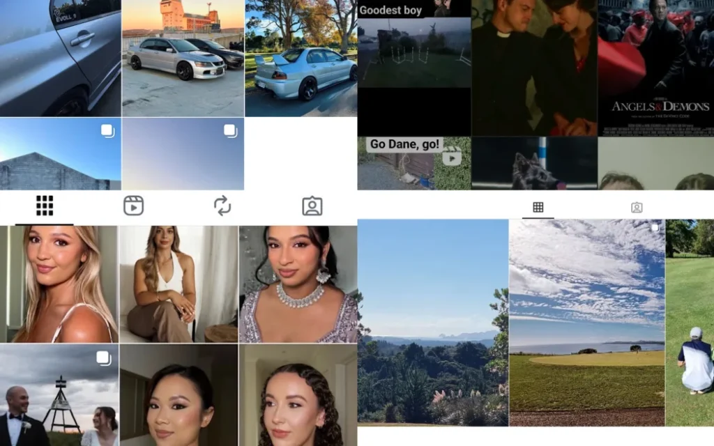 A compilation of screenshots of user accounts.