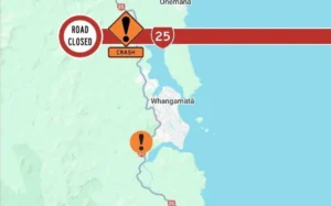 Due to a serious crash, SH25 is CLOSED between Whangamatā and Whiritoa.