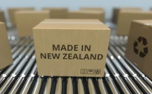 Stock image of boxes with Made in New Zealand stamped on the side.