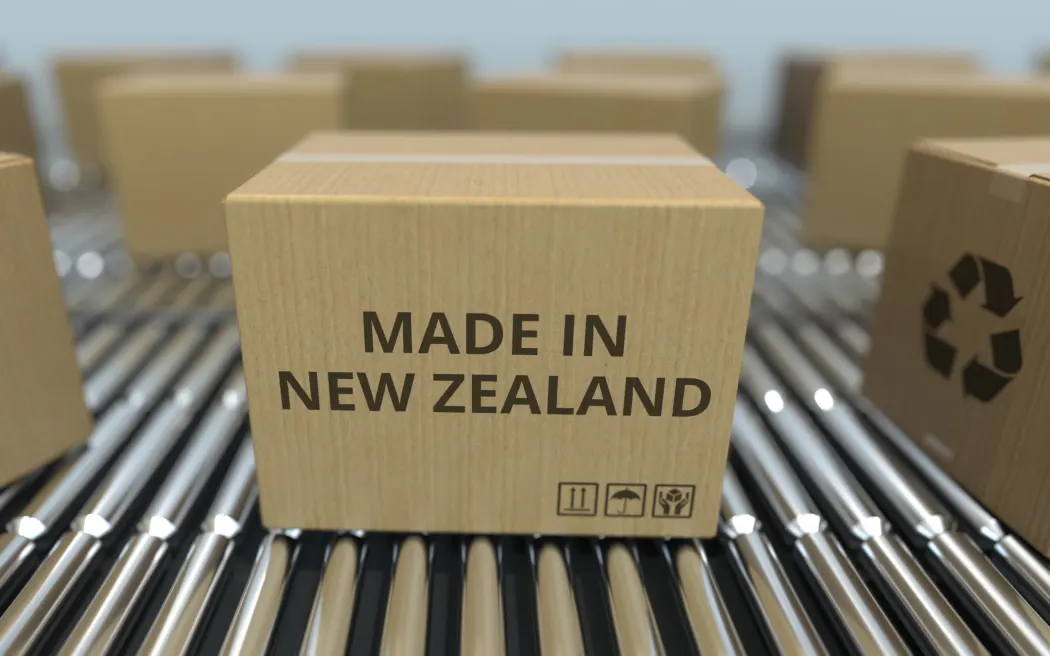 Stock image of boxes with Made in New Zealand stamped on the side.