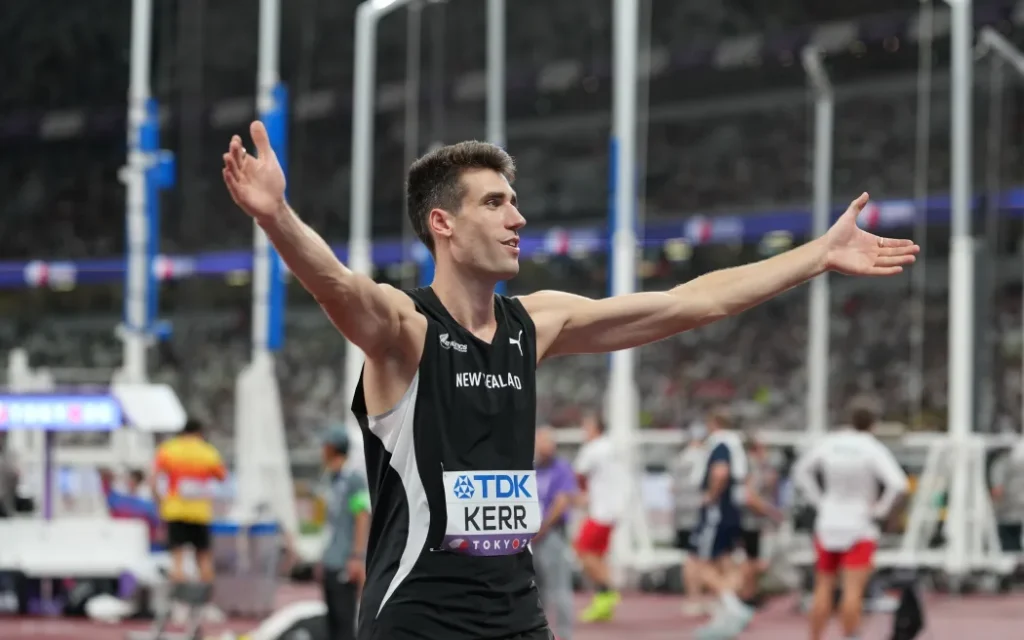 Hamish Kerr of New Zealand celebrates winning the Men's High Jump final at the 2025 World Athletics Championships in Tokyo, Japan on Tuesday 16 September 2025. Photo: Tsutomu Kishimoto / Photosport
