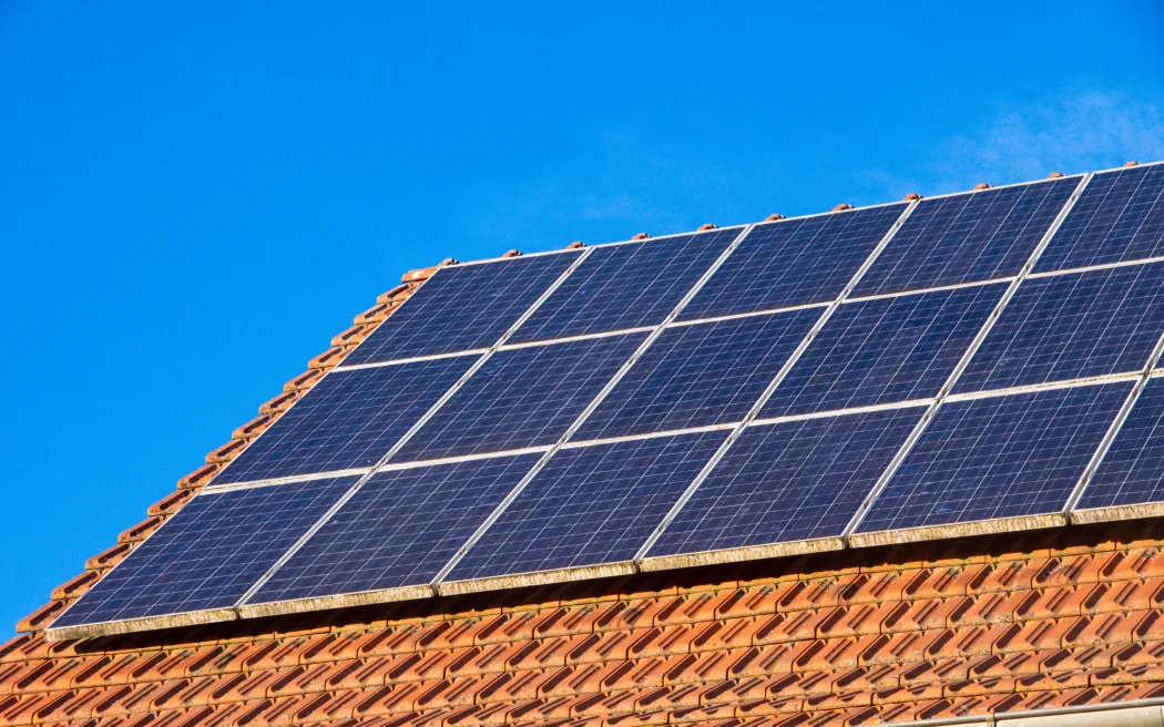 Solar panels on a roof.