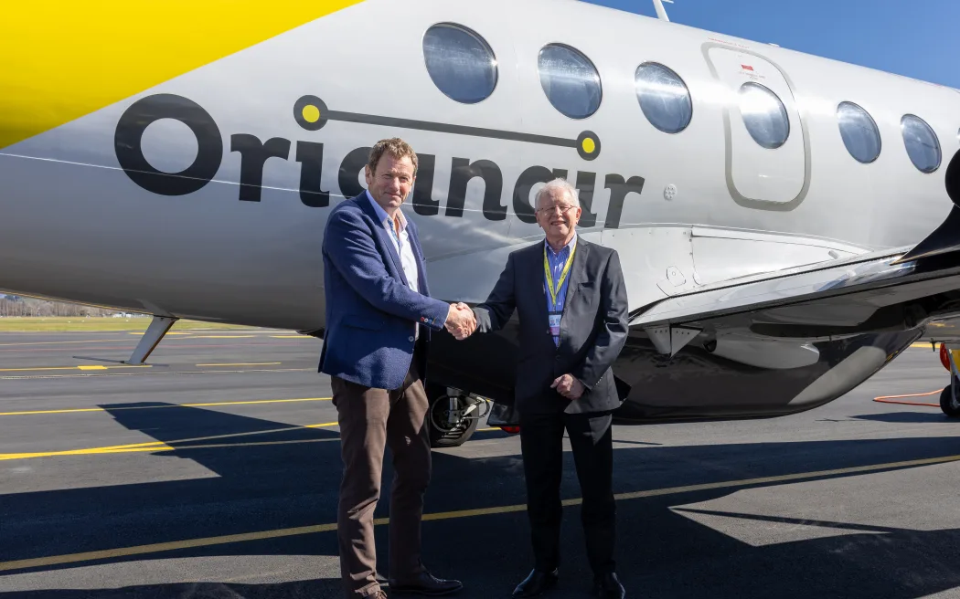 Marlborough Airport chairperson Matt Kerr and Originair managing director Robert Inglis