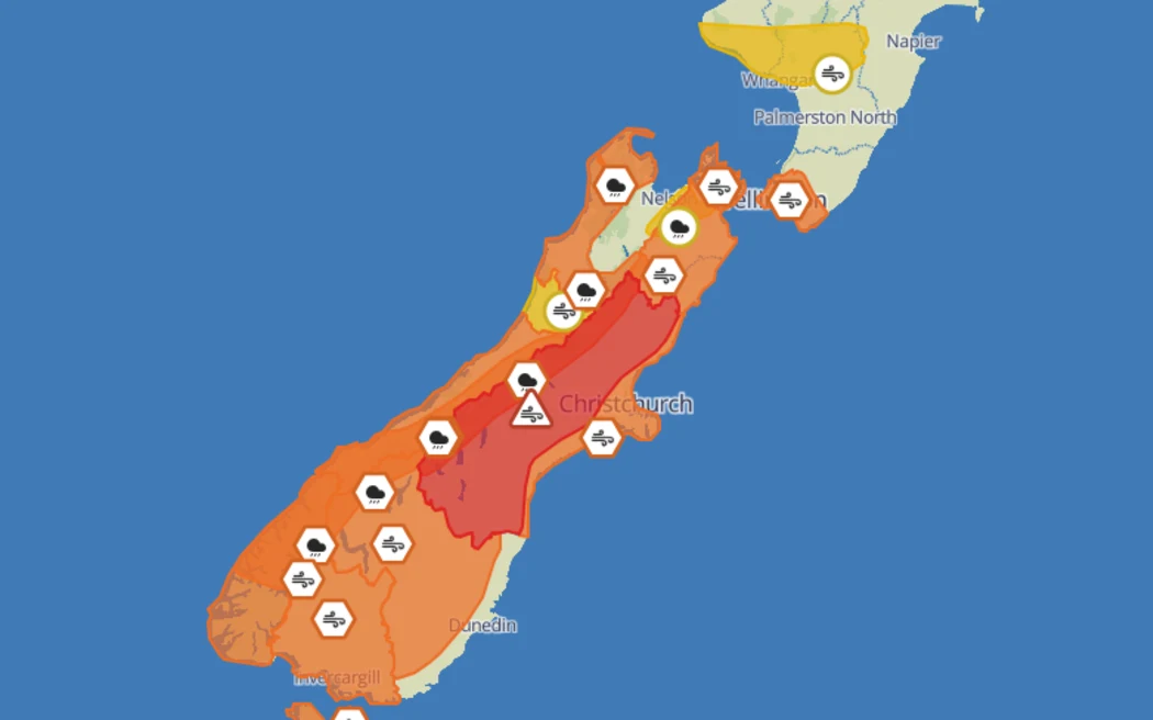 MetService says gusts of up to 150km/h are possible in exposed places.