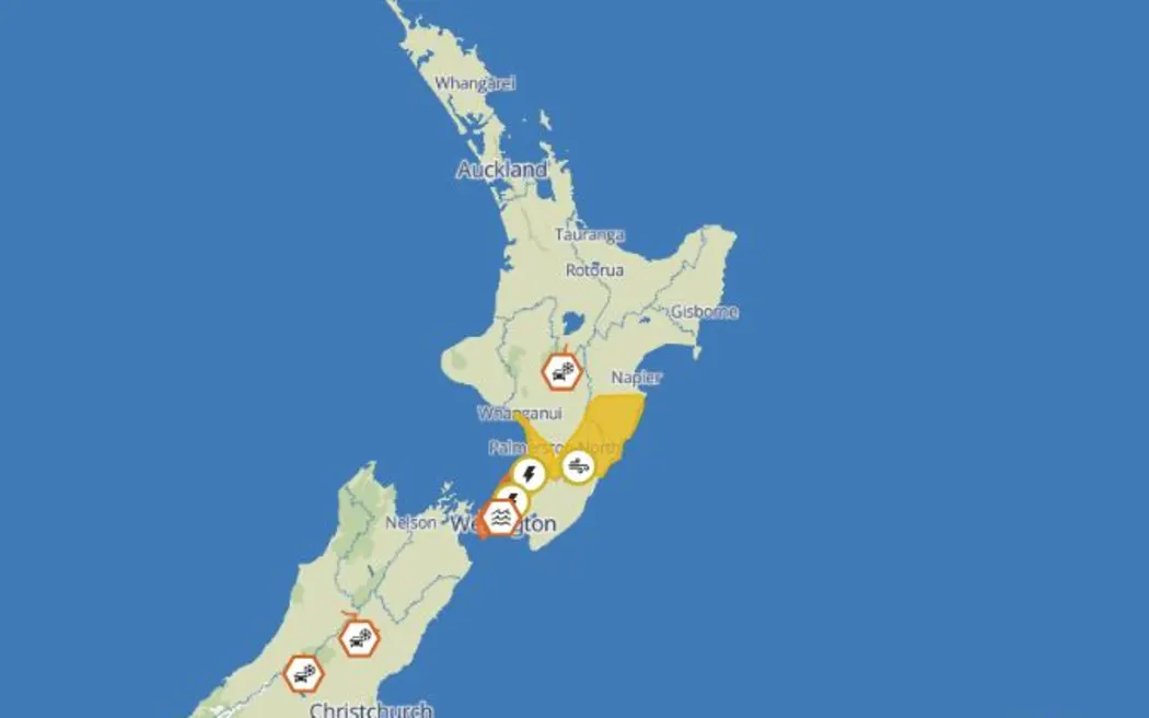 MetService weather warnings on 10 September 2025.