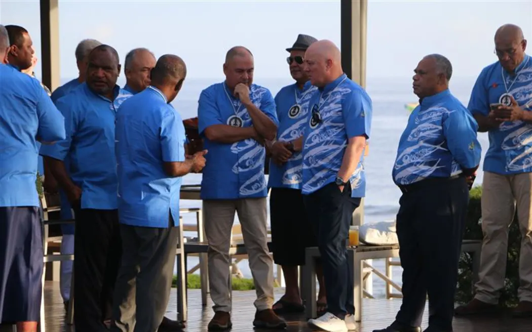 New Zealand Prime Minister Christopher Luxon with Pacific leaders at Pacific Islands Forum Leaders' Meeting. 11 September 2025.