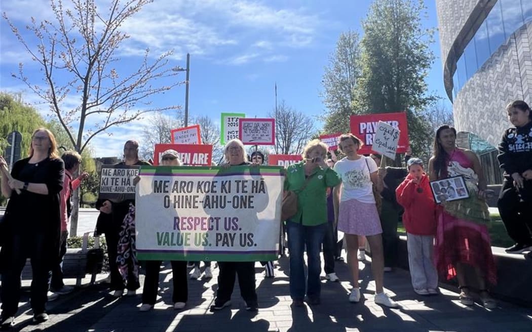 Pay equity protesters in Christchurch.