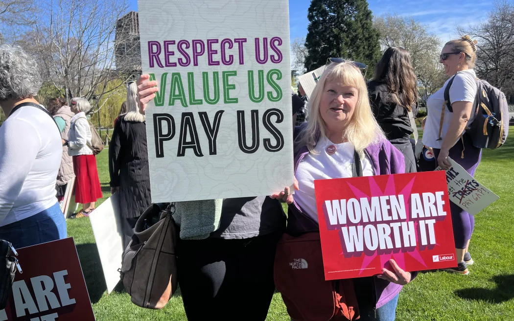 Pay equity protesters in Christchurch.