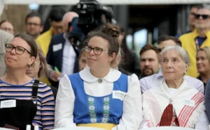 Press gather at the new location of Ikea in Auckland to hear the official opening date.