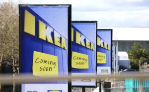 Press gather at the new location of Ikea in Auckland to hear the official opening date.