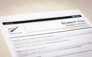 Immigration New Zealand visa application form, student visa.