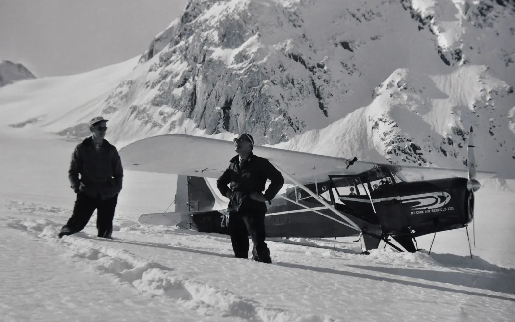 Planes pictured on the Tasman Glacier in 1961. The company was then known as Mount Cook Airline.