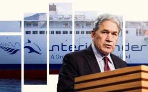 Composite of Winston Peters and Interislander ferry
