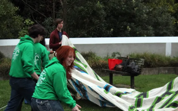 Students prep for the Victoria University of Wellington Students' Association's 'Where's the Work?' campaign.