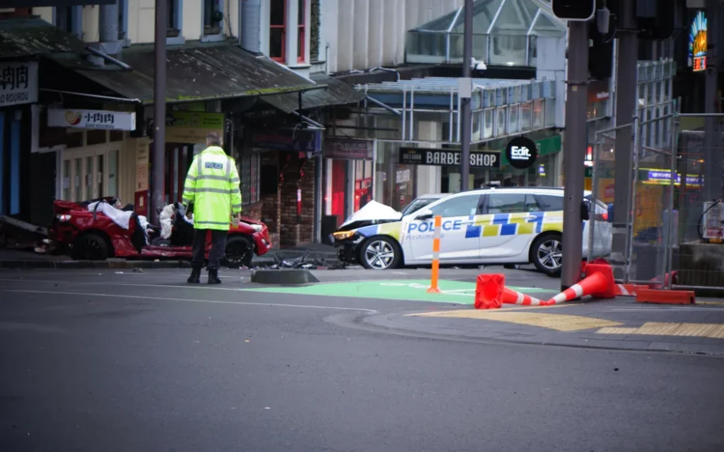 The scene of a serious crash on Victoria Street in Central Auckland on 25 September.