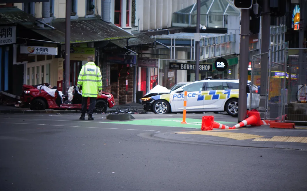 The scene of a serious crash on Victoria Street in Central Auckland on 25 September.