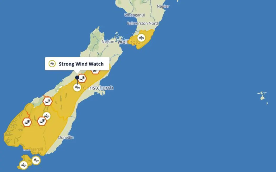 Wind watches are in place for parts of the South and lower North Islands on Sunday.