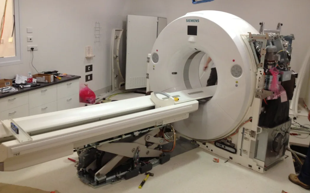 A CT scanner being installed at Waikato Hospital, in 2014.