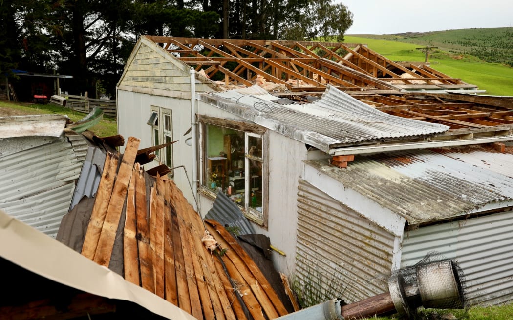 A house in Milton, Otago, had its roof ripped off in wild weather.