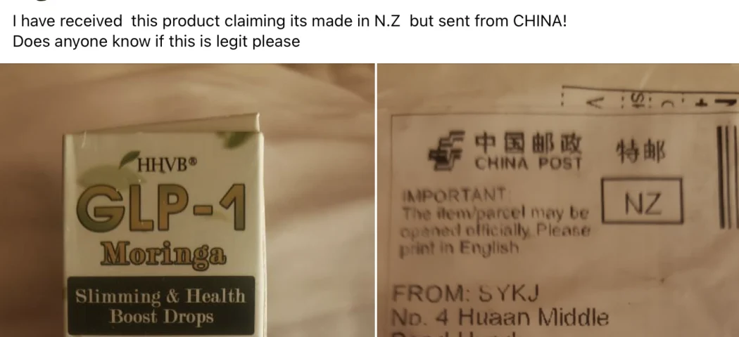 A post on Facebook about medicine claiming to be made in New Zealand.