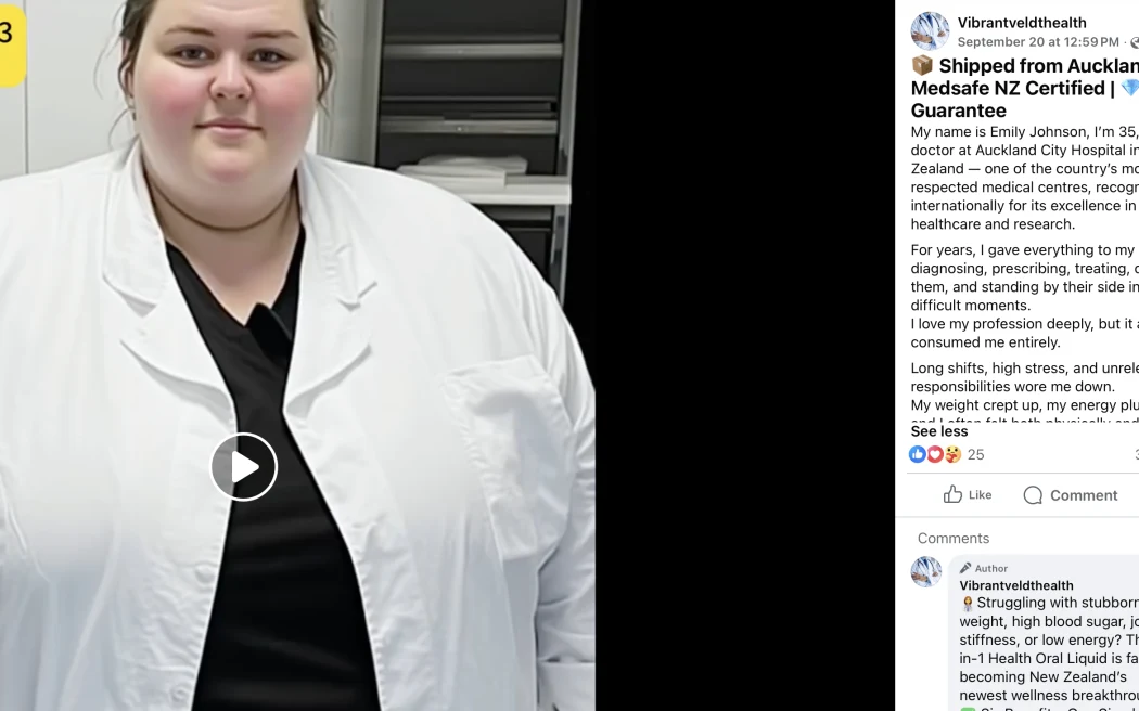 A video that appears to be created by AI claims to show a New Zealand doctor's dramatic weight loss.