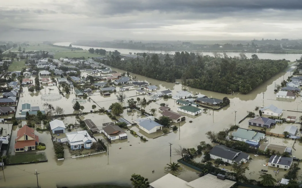 NZ Defence Force/supplied [57] An aerial view of the eastern end of Westport during the July 2021 flood.