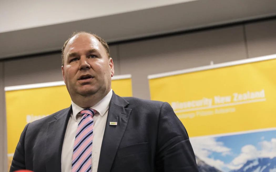 Minister Andrew Hoggard at a stand-up on 2 December about the country's first case of high pathogenic bird flu found on Otago egg farm.