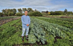 David Ruan's grows spray-free vegetables, which he sells at the local farmers' market under Suncakes Gardens.