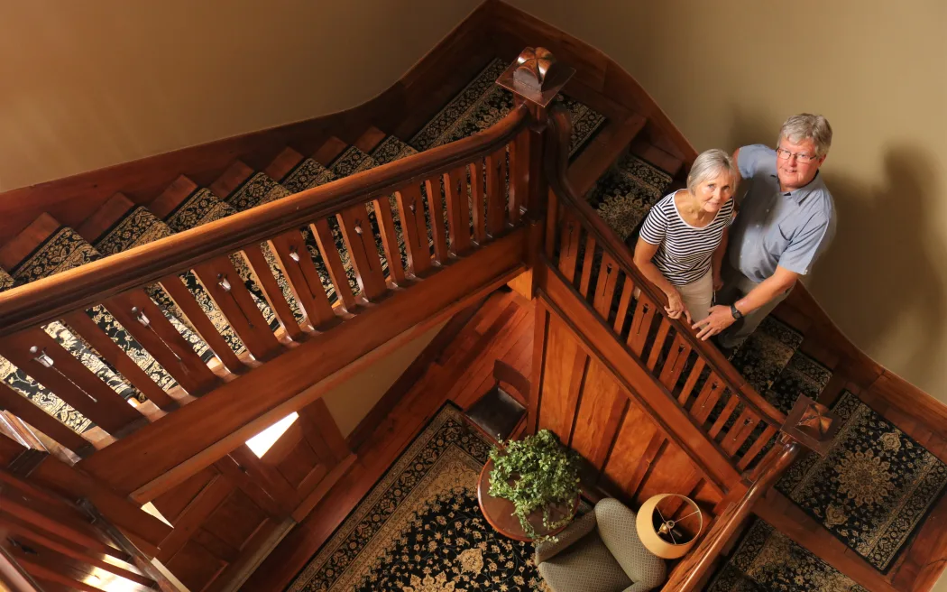 Di Maxwell and Jack Poutsma in their beautifully restored heritage building in Kaikohe