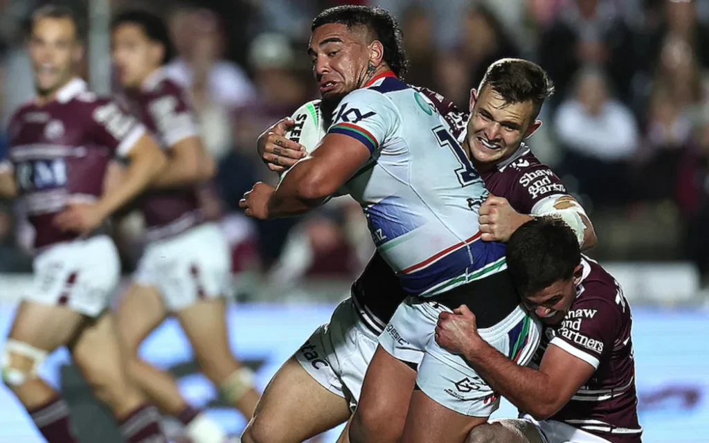 Erin Clark of the Warriors in action against the Manly Sea Eagles.
