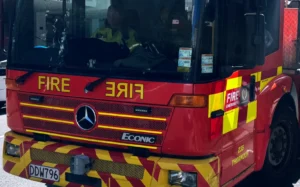 A fire truck, close-up, in Wellington.