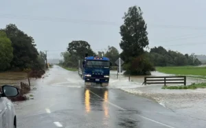 flooding, heavy rain on grey district, west coast