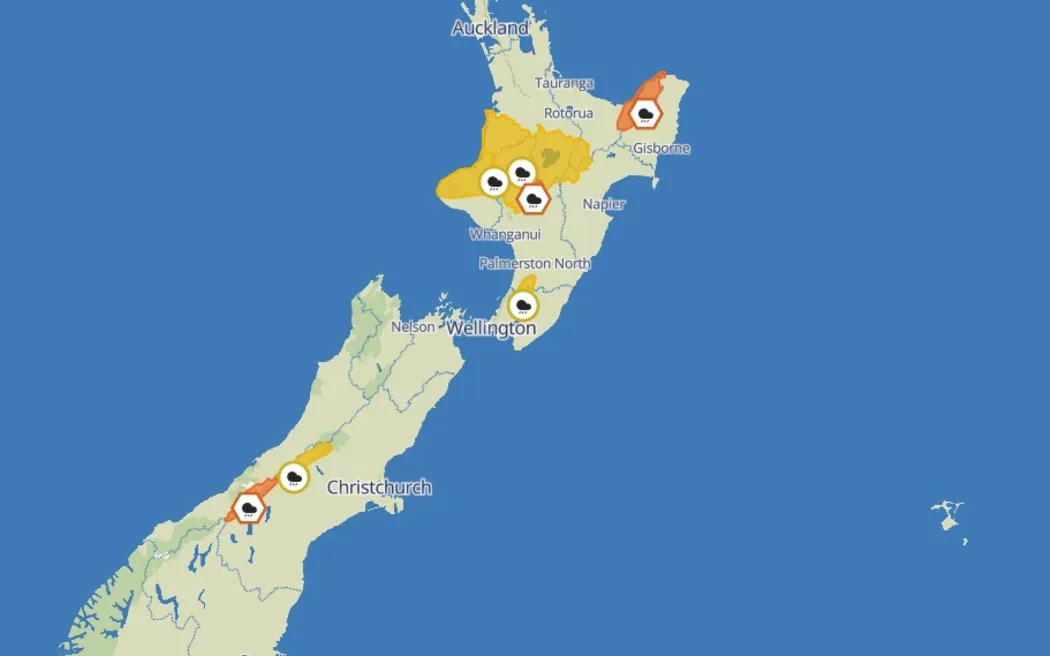Heavy rain watches are in place in parts of the North and South islands.