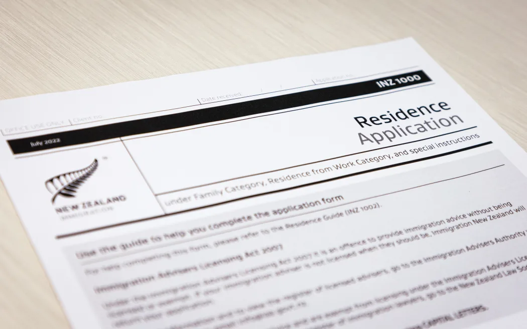 Immigration New Zealand visa application form, residence visa.