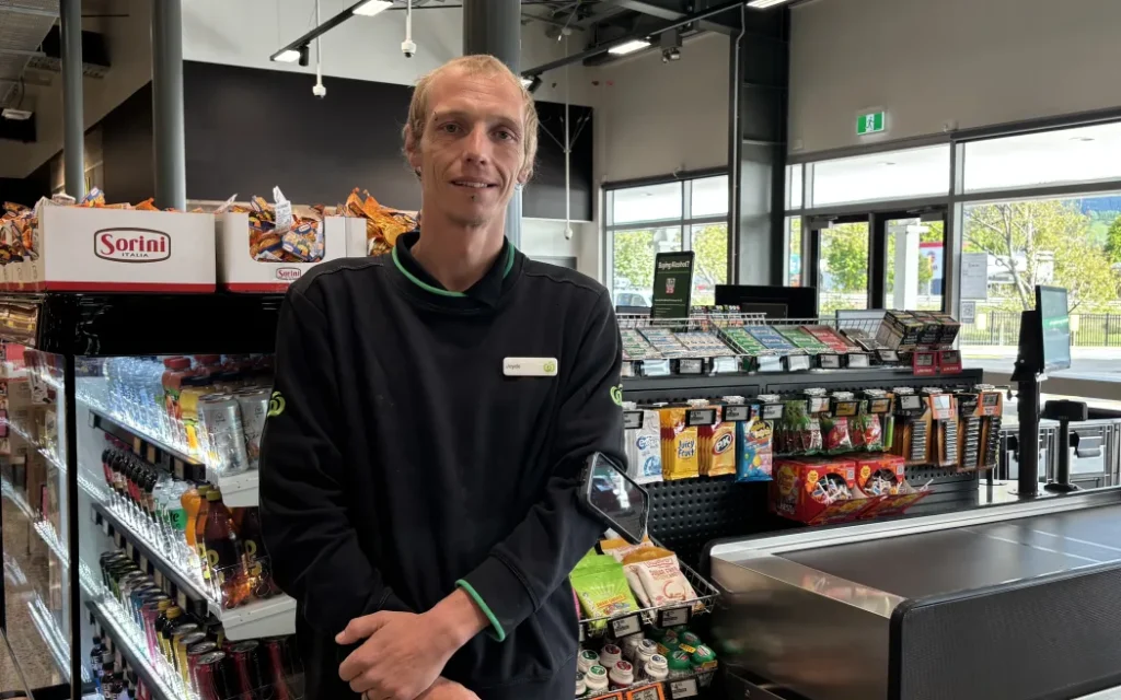 Jayde Scott moved back to Nelson after a decade in Australia and spent six months looking for work before he got a job at the new Woolworths store.