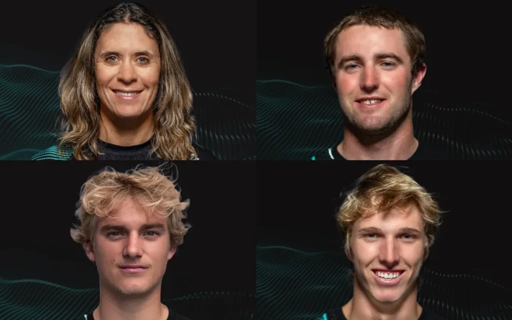 America's Cup: Dàn sao Olympic và thế hệ thủy thủ trẻ tiếp thêm 'năng lượng' cho hành trình bảo vệ danh hiệu 1 Jo Aleh, Josh Armit, Jake Pye and Seb Menzies join Team New Zealand for the 2027 America's Cup.